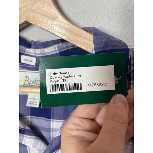 Bixby Nomad Stitch Fix Mens Long Sleeve Plaid Button Front Shirt NWT 3XL Purple - Picture 4 of 6
